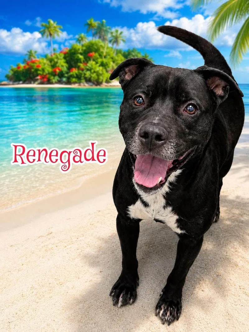 An adult medium-sized male Black Mixed Breed dog named Renegade for adoption in Flint, MI