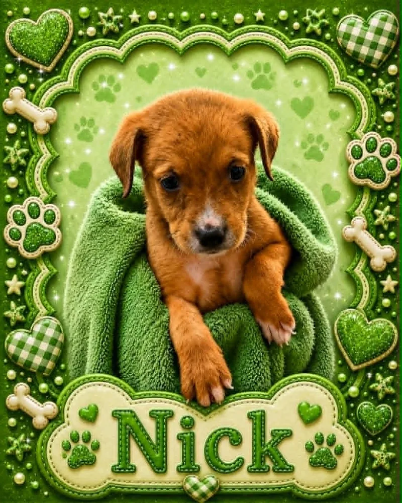 A baby medium-sized male Red / Chestnut / Orange Australian Cattle Dog / Blue Heeler dog named Nick for adoption in Bowie, TX
