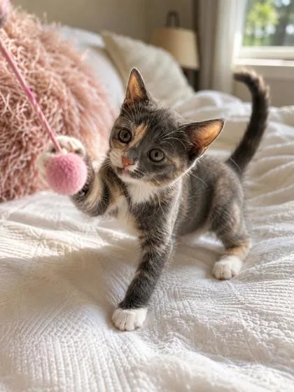 A baby medium-sized female Domestic Short Hair cat named Bop for adoption in West Chester, PA