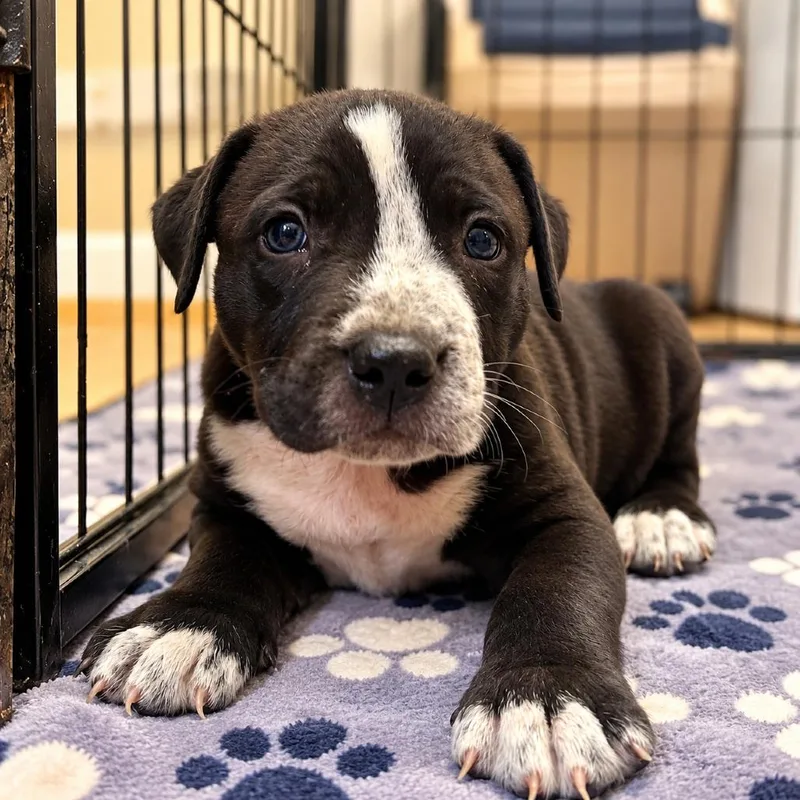 A baby small-sized male American Bulldog dog named Jon Bone Jovi for adoption in Cartersville, GA