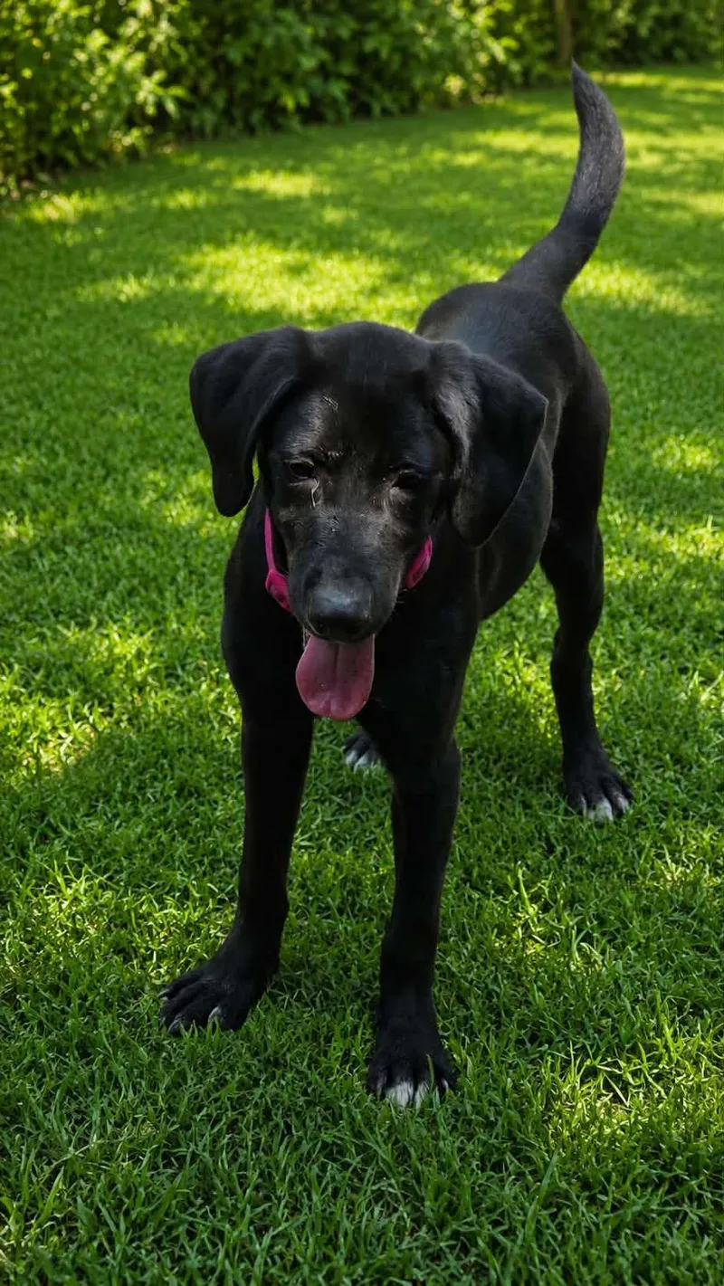 A young medium-sized female Black Labrador Retriever dog named Little Girl for adoption in church point, LA
