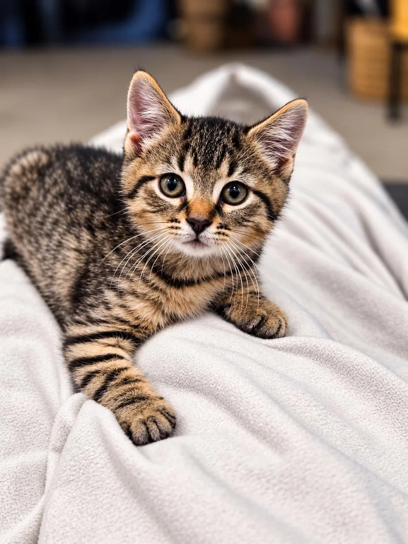 A baby medium-sized male Tabby (Tiger Striped) Domestic Short Hair cat named Elvis for adoption in Victor, NY