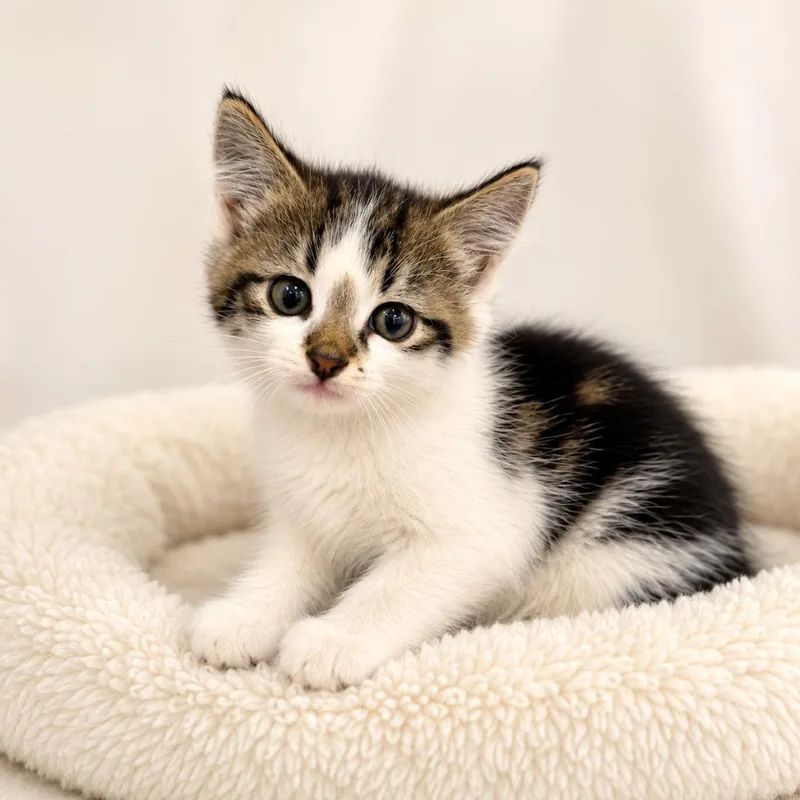 A baby small-sized male White Domestic Short Hair cat named Lennon for adoption in Redwood Falls, MN