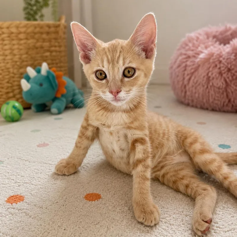 A baby small-sized male Orange / Red Domestic Short Hair cat named Garfield for adoption in Miami, FL