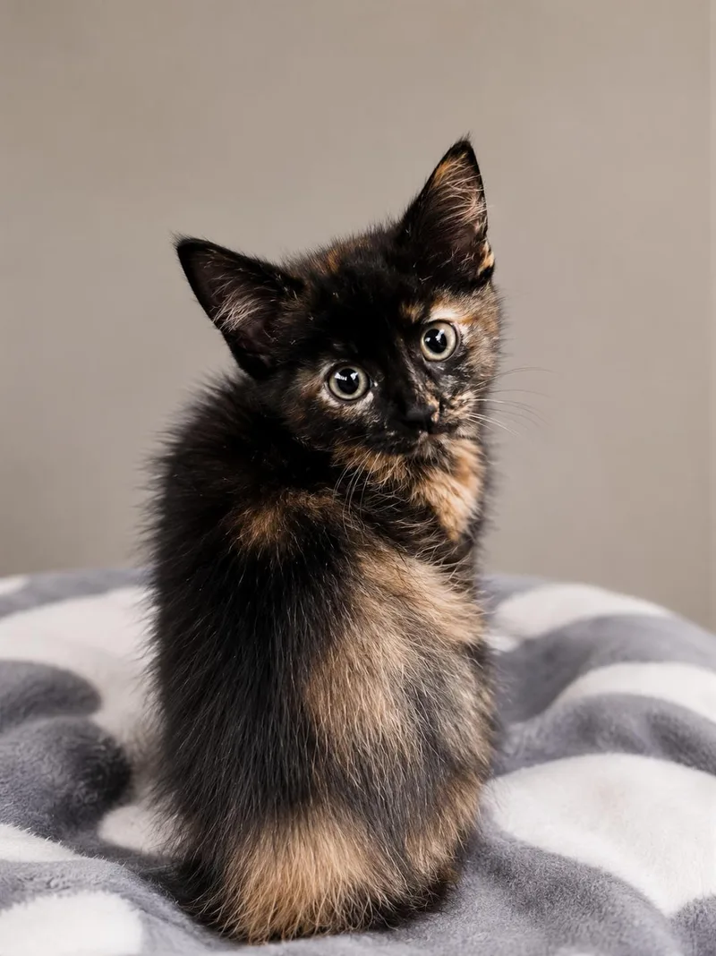 A baby medium-sized female Tortoiseshell Domestic Short Hair cat named Foxy for adoption in Joliet, IL