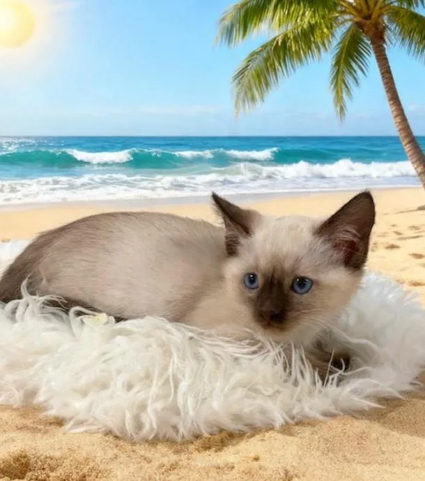 A baby small-sized female Seal Point Domestic Short Hair cat named Mulan for adoption in Tehachapi, CA