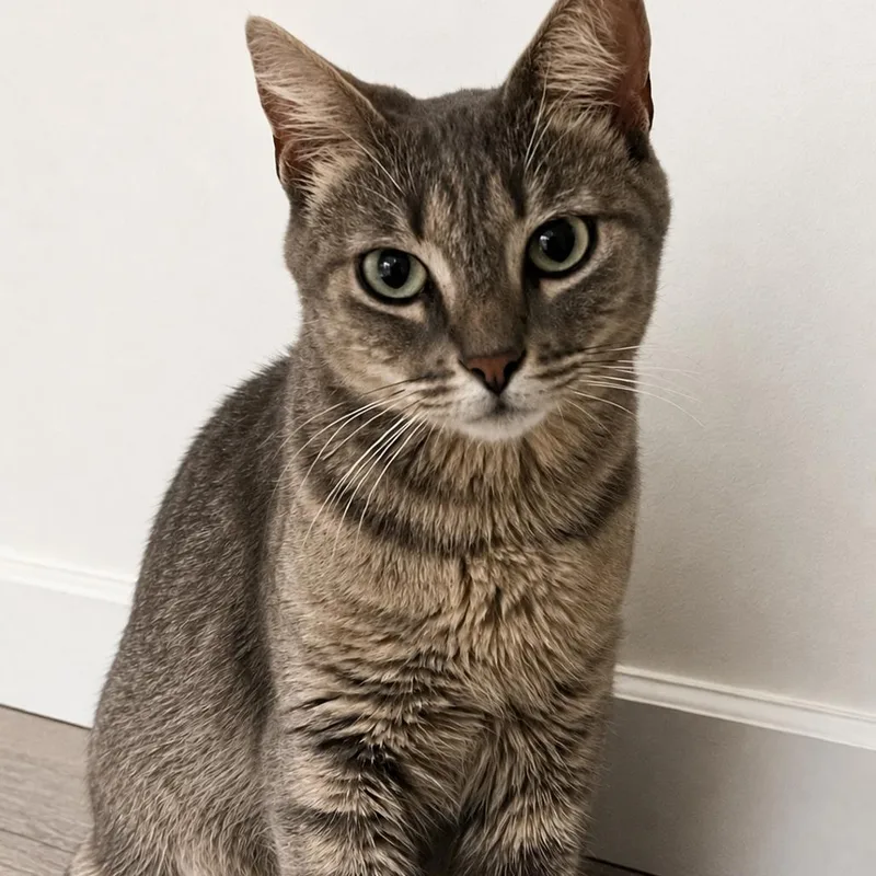 An adult medium-sized female Gray / Blue / Silver Domestic Short Hair cat named Shell for adoption in Brea, CA