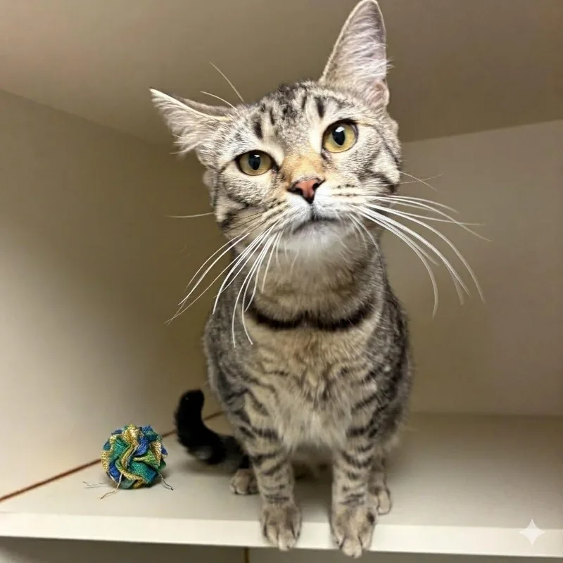 A young medium-sized female Brown / Chocolate Domestic Short Hair cat named Amy for adoption in South Elgin, IL