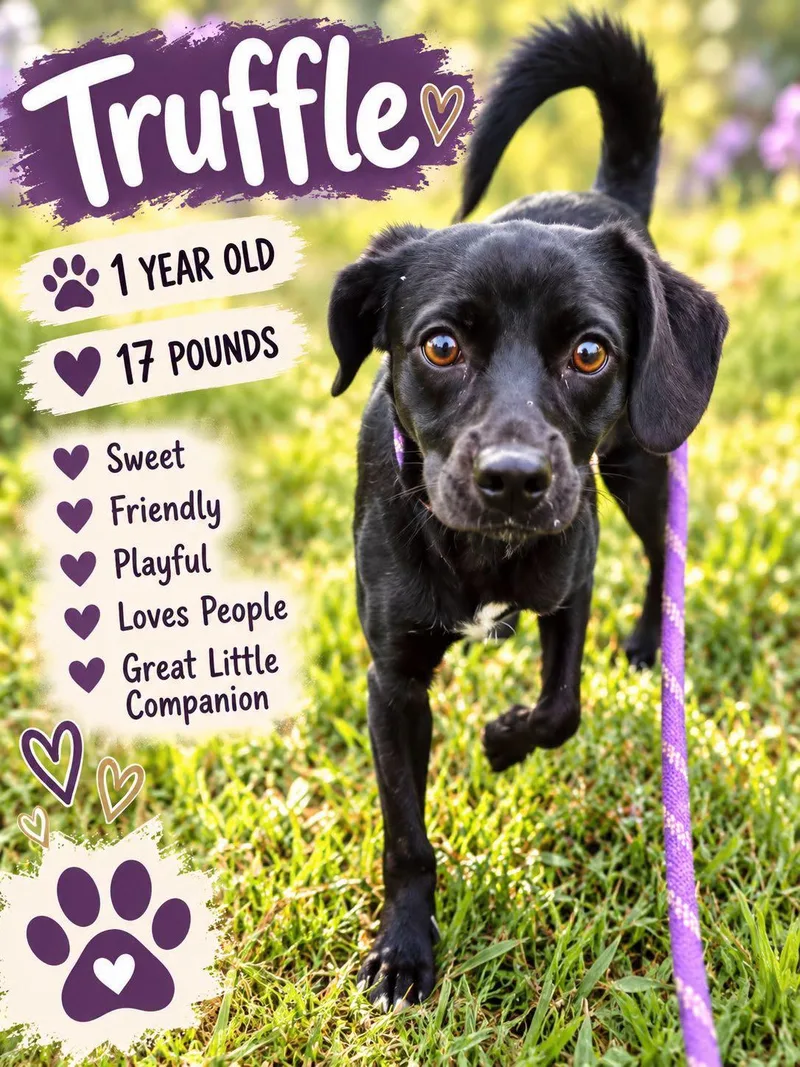 A young small-sized female Terrier dog named Truffle for adoption in Fort Worth, TX