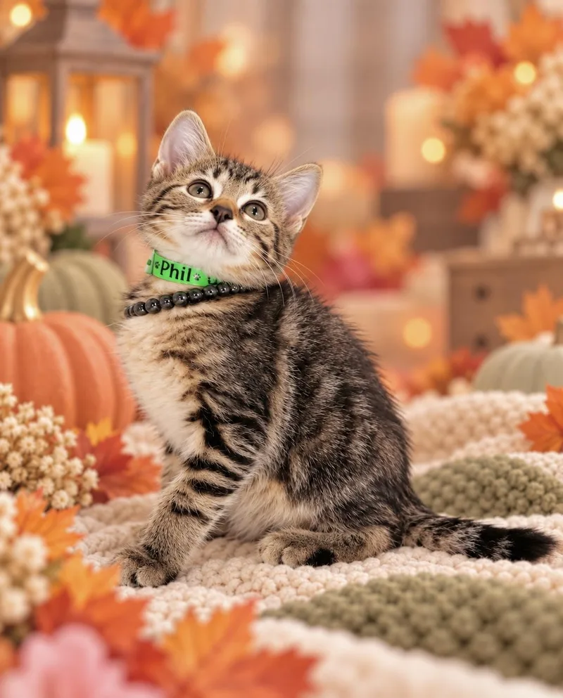 A baby medium-sized male Tabby cat named Phil for adoption in Tavares, FL
