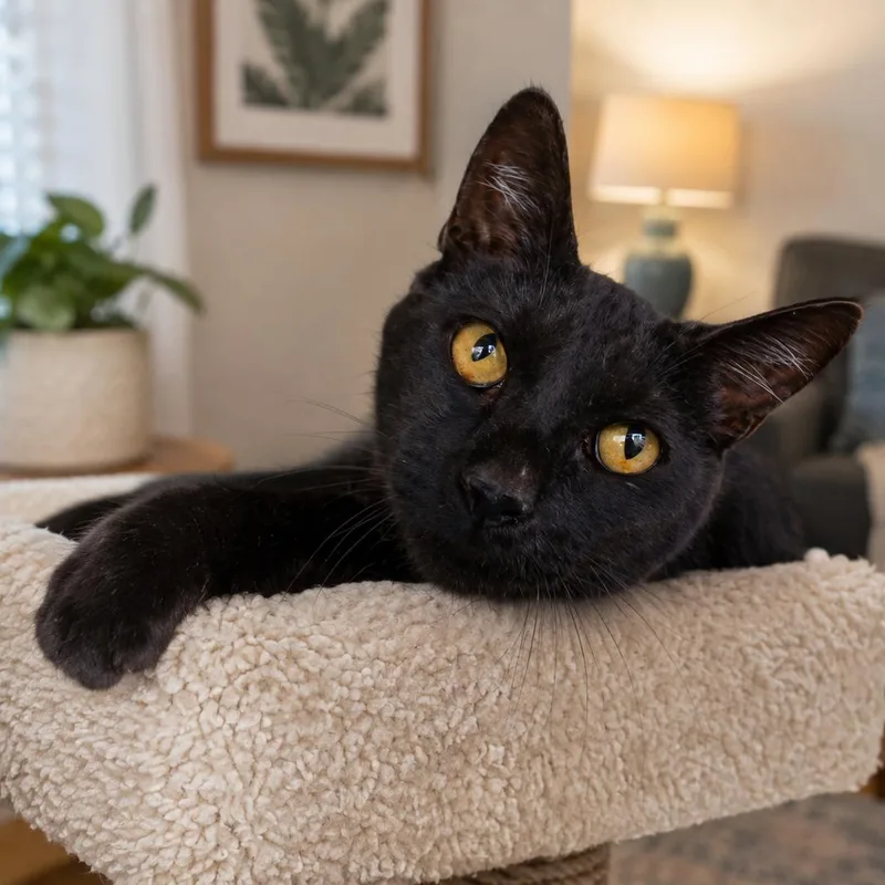 An adult large-sized male Black Domestic Short Hair cat named Panther for adoption in Susanville, CA