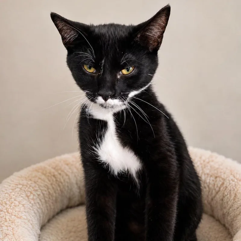 A baby medium-sized male Black & White / Tuxedo Domestic Short Hair cat named Sebastian Maniscalco for adoption in Cranston, RI