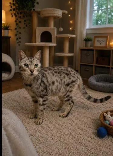A senior medium-sized male Bengal cat named Trojan for adoption in Lunenburg, MA