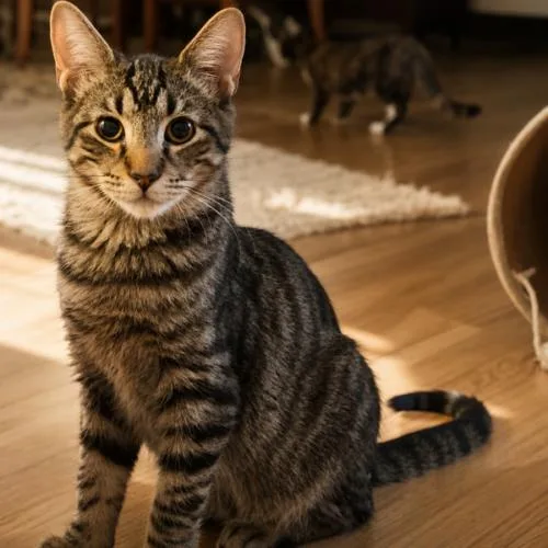A baby medium-sized male Tabby (Gray / Blue / Silver) Domestic Short Hair cat named Peyton S for adoption in Tampa, FL