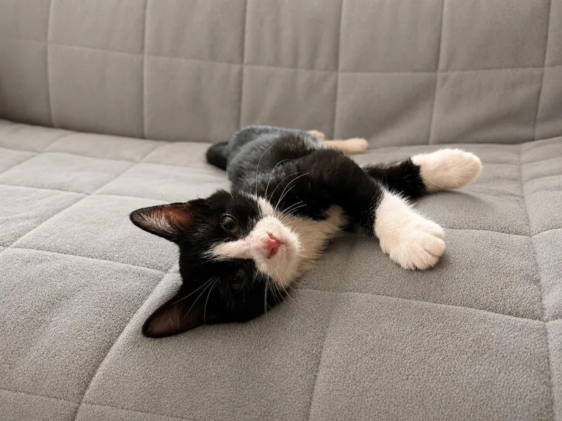 A baby small-sized female Black & White / Tuxedo Domestic Short Hair cat named Scallion for adoption in Homer Glen, IL