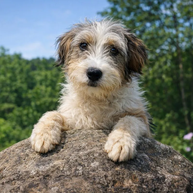 A baby medium-sized male Gray / Blue / Silver Terrier dog named CT Rocco for adoption in Eastford, CT