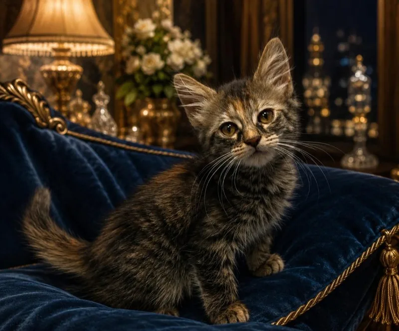 A baby small-sized female Domestic Medium Hair cat named Emily for adoption in Washington Court House, OH