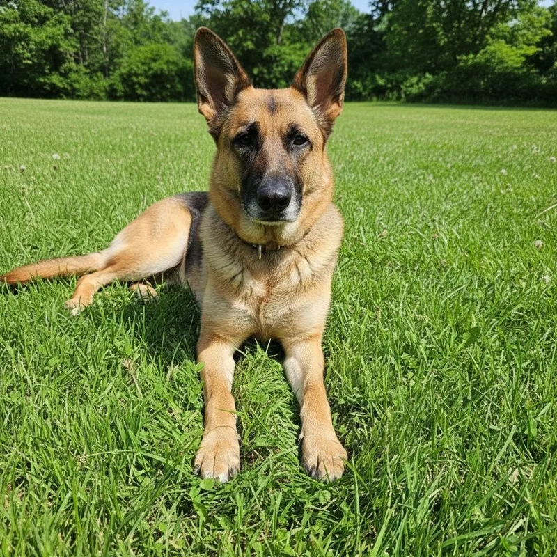 An adult medium-sized female Brown / Chocolate Shepherd dog named Buttercup for adoption in Elyria, OH