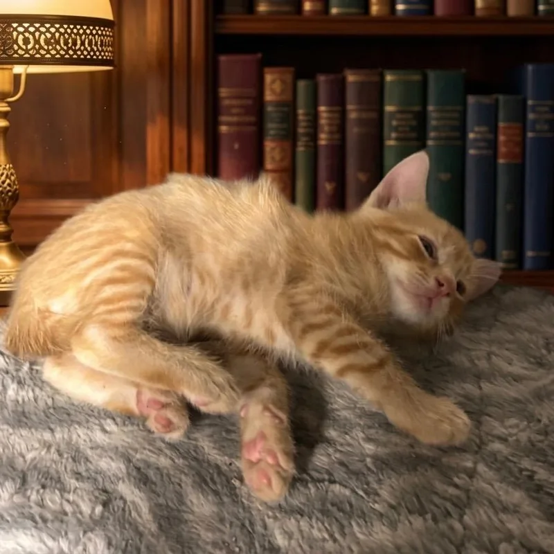 A baby medium-sized male Domestic Short Hair cat named Roman for adoption in Pittsfield, IL
