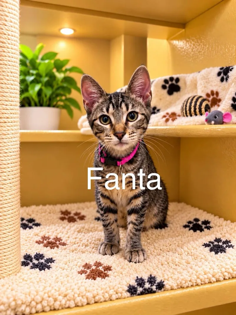 A young small-sized female Tabby (Brown / Chocolate) Tabby cat named Fanta for adoption in Tucson, AZ
