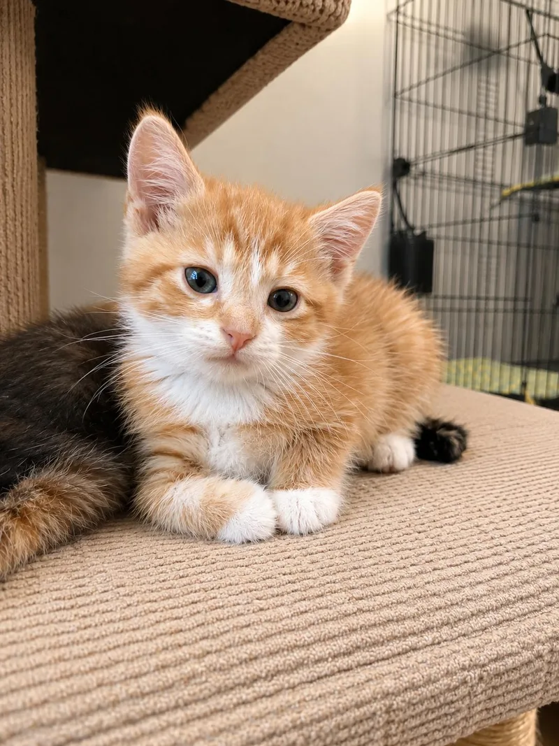 A baby medium-sized male Orange & White Domestic Short Hair cat named Fanta for adoption in Stewartsville, NJ