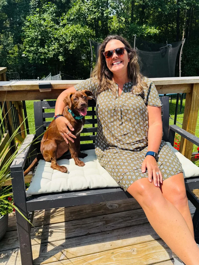 A baby medium-sized female Brown / Chocolate Mixed Breed dog named Juniper for adoption in Glen Morgan, WV