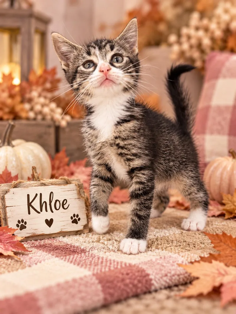 A baby small-sized female Tabby cat named Khloe for adoption in Tavares, FL