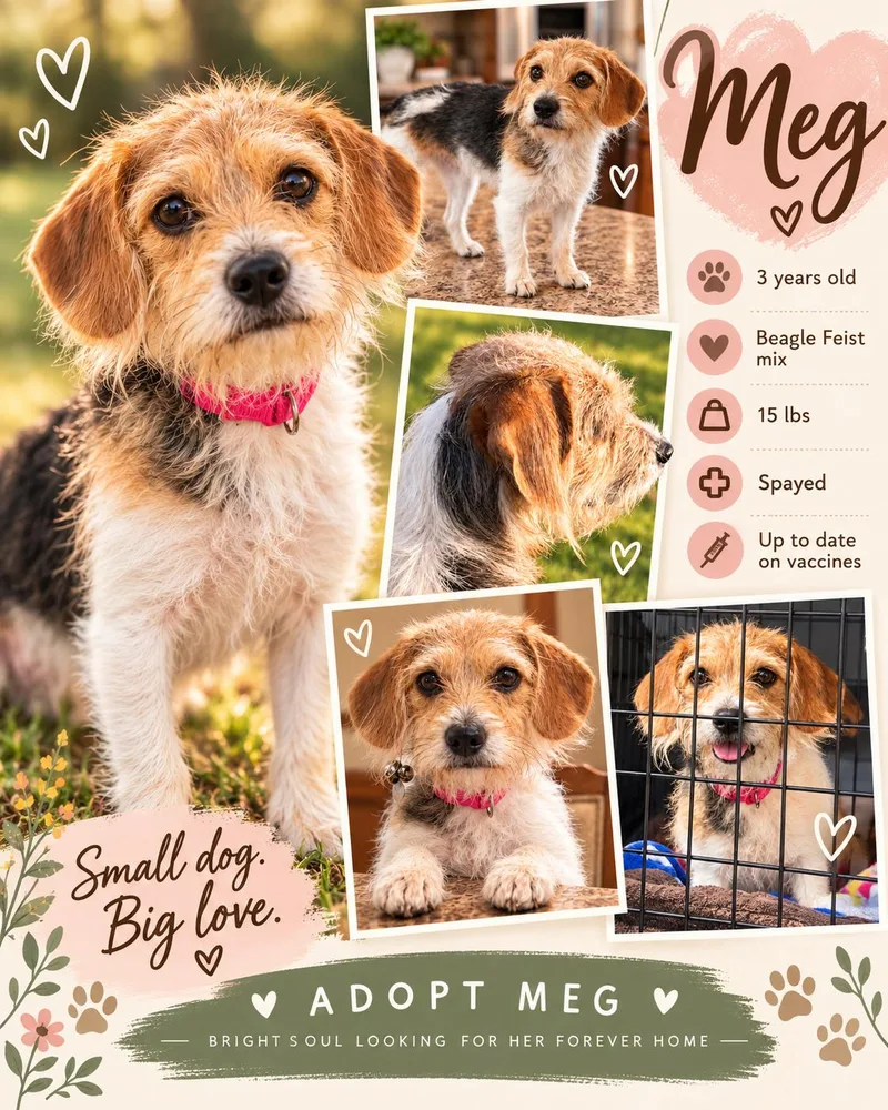 An adult small-sized female Beagle dog named Meg for adoption in Jackson, TN
