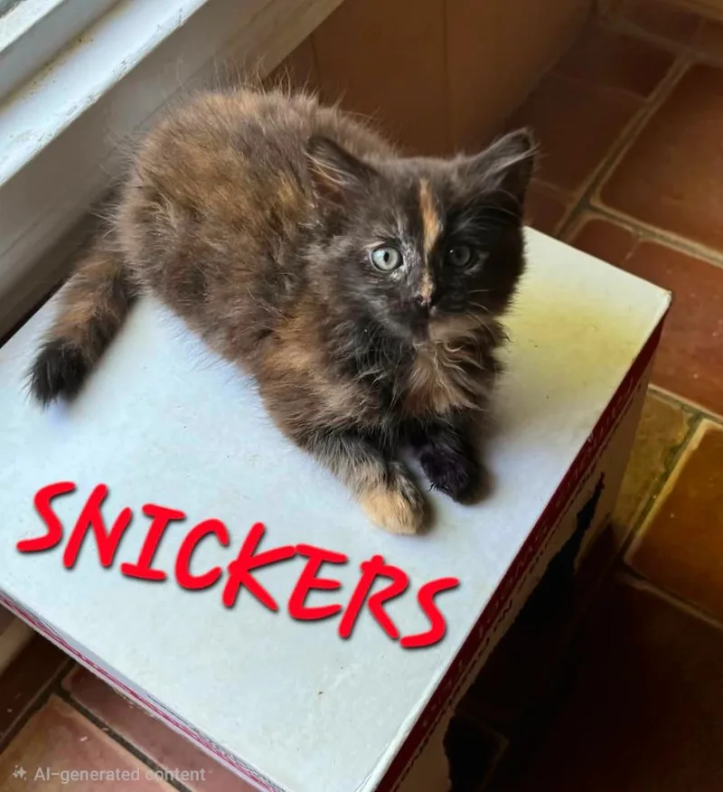 A baby medium-sized female Domestic Short Hair cat named Snickers for adoption in Rome, GA