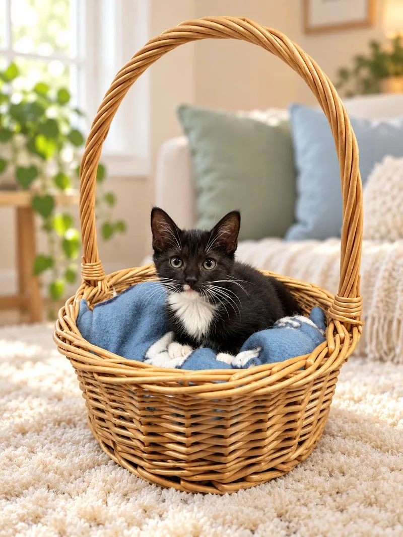 A young medium-sized female Black Domestic Short Hair cat named Tina for adoption in Joliet, IL