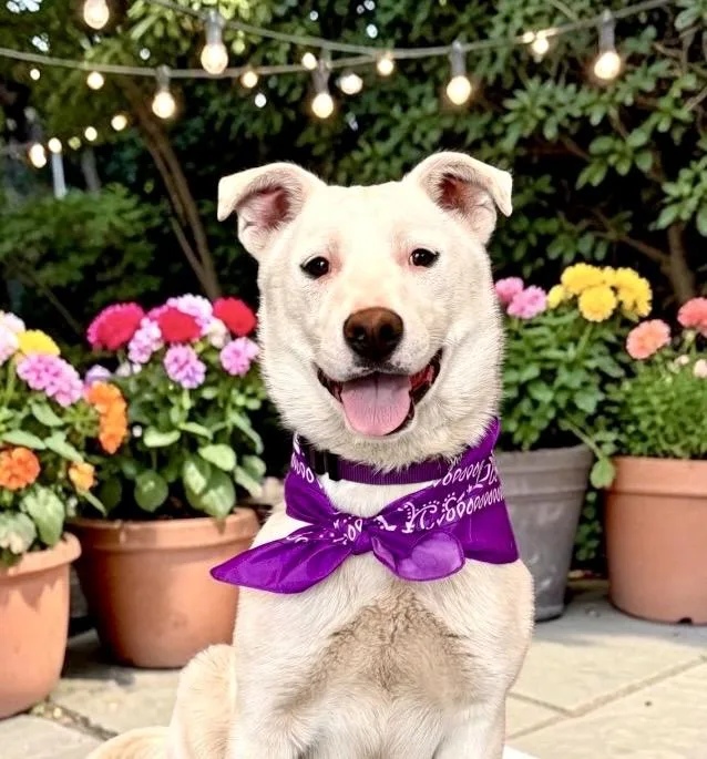 A young medium-sized male White / Cream Shepherd dog named Nivea for adoption in Perry, IA