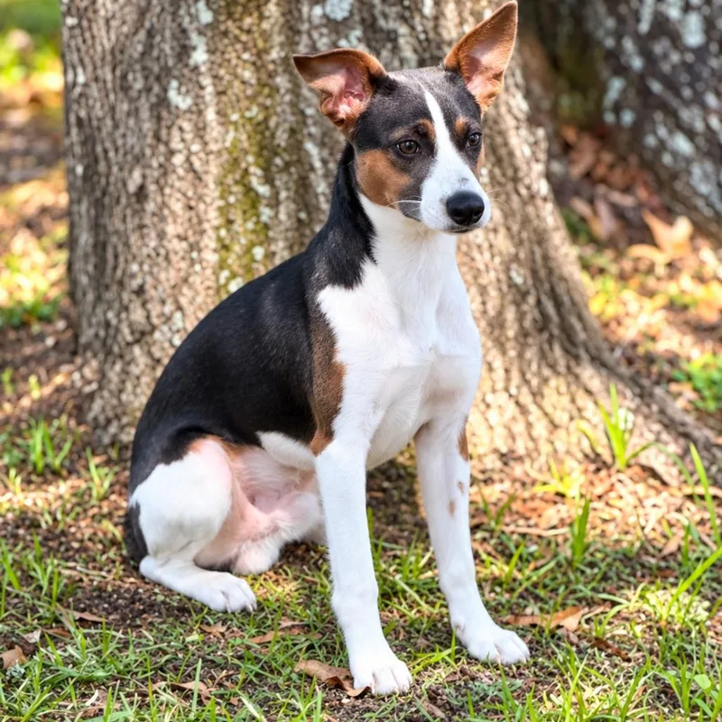 An adult small-sized male Tricolor (Brown, Black, & White) Jack Russell Terrier dog named Stewart for adoption in Lucedale, MS