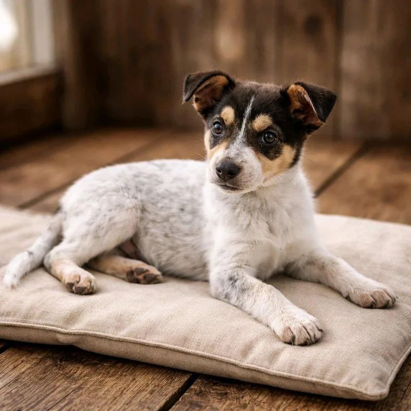 A baby medium-sized male Australian Cattle Dog / Blue Heeler dog named Oscar for adoption in Apache Junction, AZ