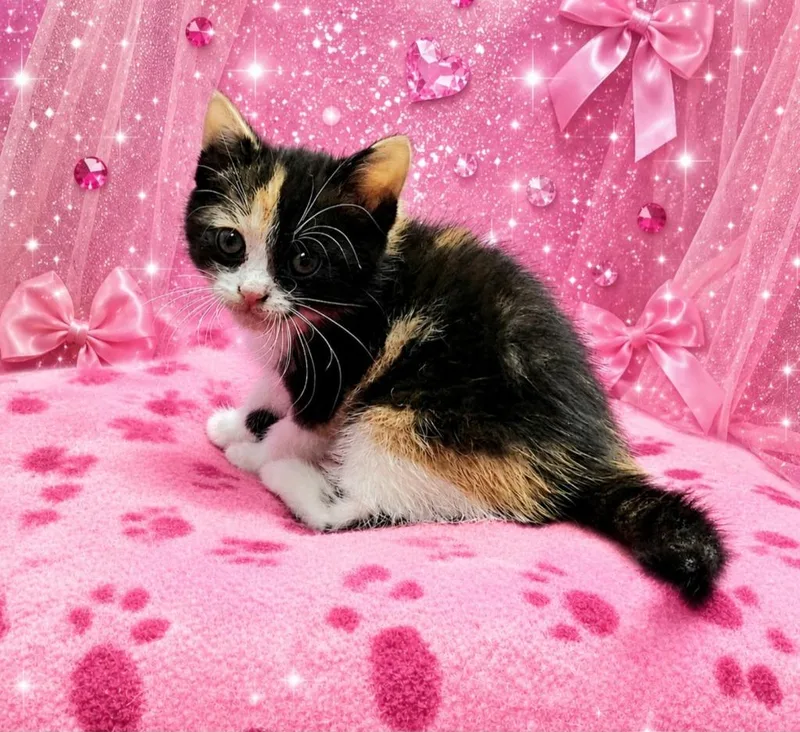 A baby small-sized female Domestic Short Hair cat named Cinnamon for adoption in Washington Court House, OH
