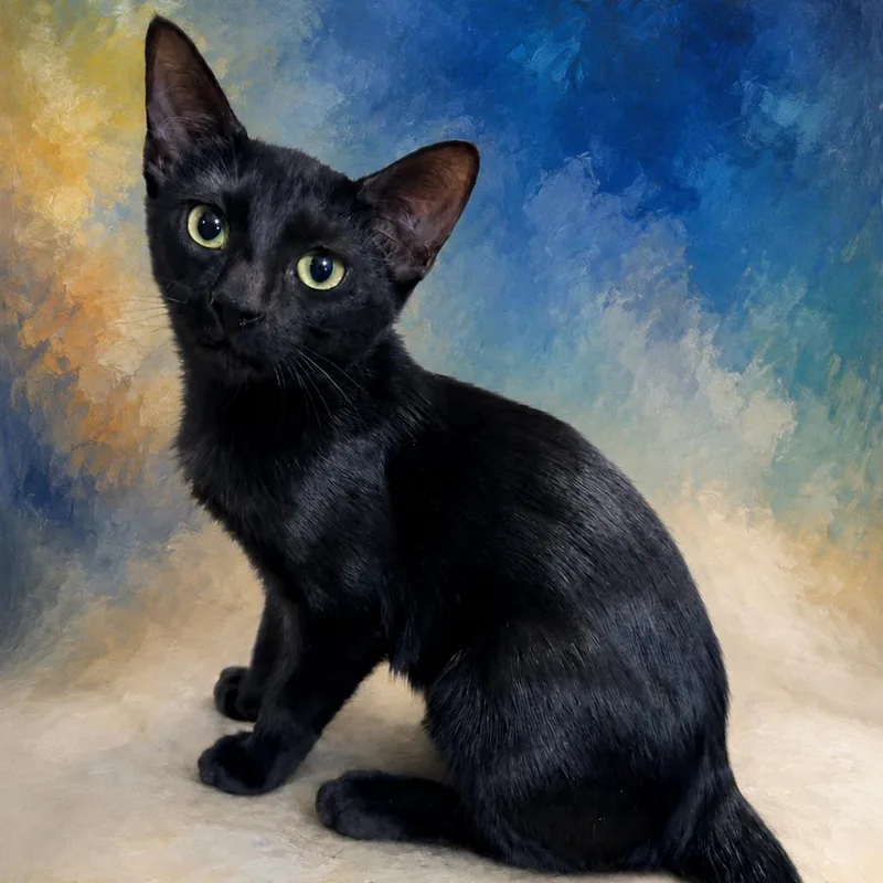 A baby small-sized female Black Domestic Short Hair cat named Roxy for adoption in Denison, TX