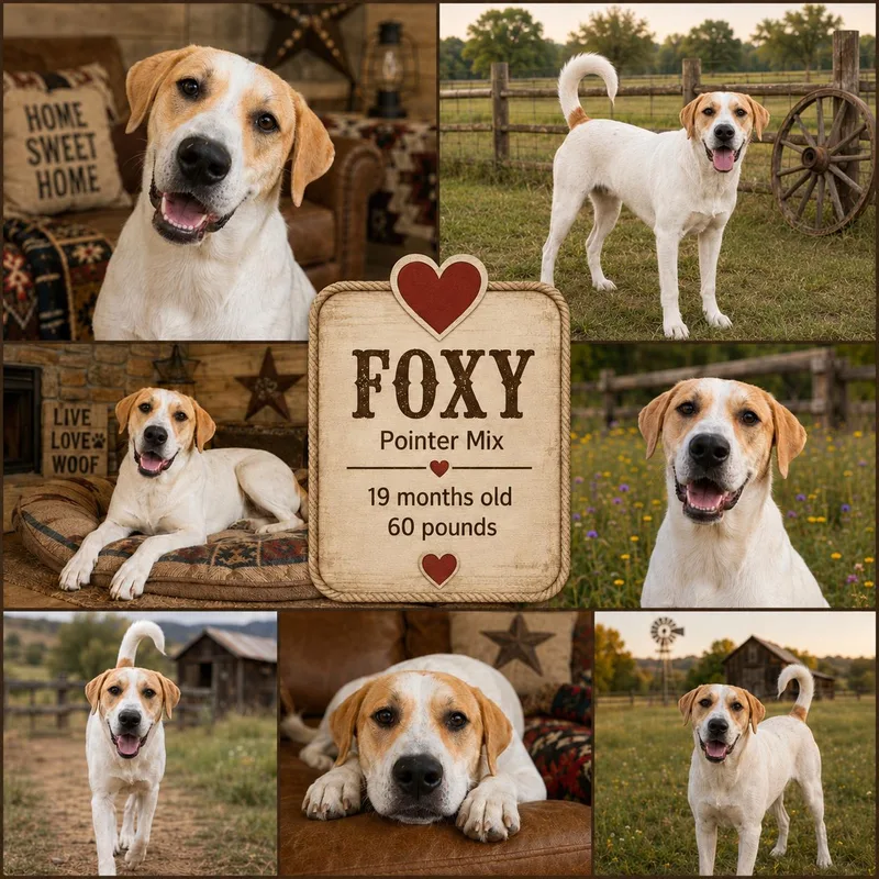 A young medium-sized female Yellow / Tan / Blond / Fawn Pointer dog named Foxy for adoption in Jackson, TN