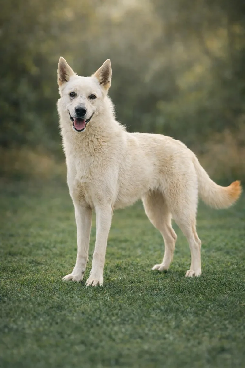 A young medium-sized male White / Cream German Shepherd Dog dog named Miklo for adoption in las vegas, NV