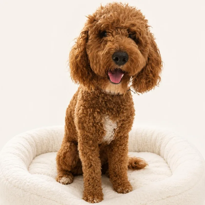 An adult medium-sized female Brown / Chocolate Miniature Poodle dog named Macy for adoption in Redwood Falls, MN