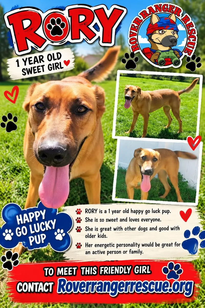 A young large-sized female Apricot / Beige German Shepherd Dog named Rory for adoption in Wrightwood, CA