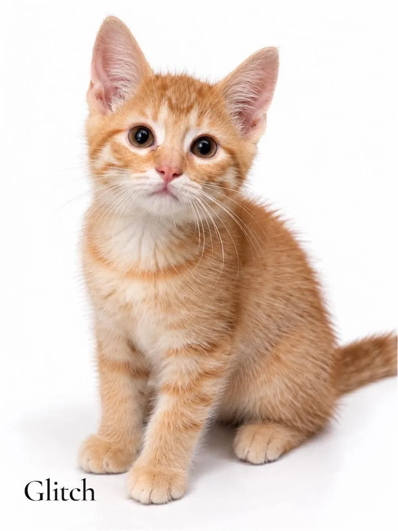 A baby medium-sized male Tabby (Orange / Red) Domestic Short Hair cat named Glitch for adoption in Stevensville, MI