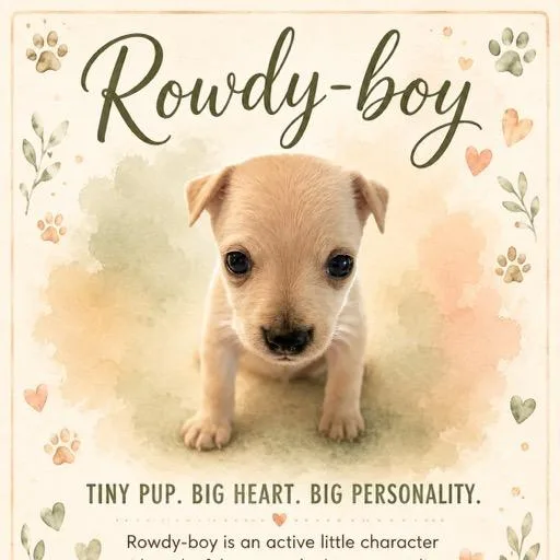 A baby small-sized male White / Cream Yorkshire Terrier dog named Rowdy boy for adoption in Houston, TX