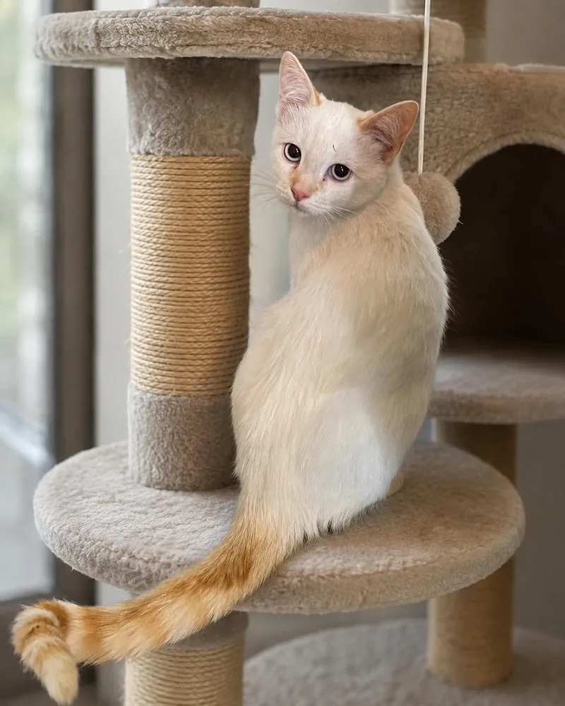 A baby medium-sized female Cream Point Siamese cat named Star for adoption in Pinedale, WY