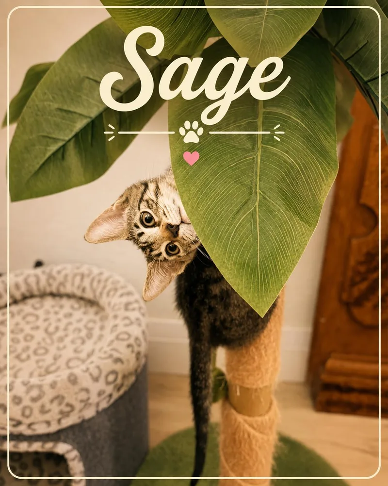 A baby medium-sized male Tabby (Brown / Chocolate) Domestic Short Hair cat named Sage for adoption in Orange City, FL