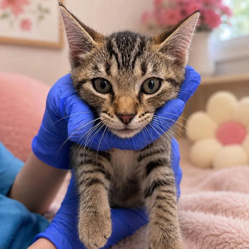 A baby small-sized male Brown / Chocolate Domestic Short Hair cat named Catrick Swaze for adoption in Marshall, TX
