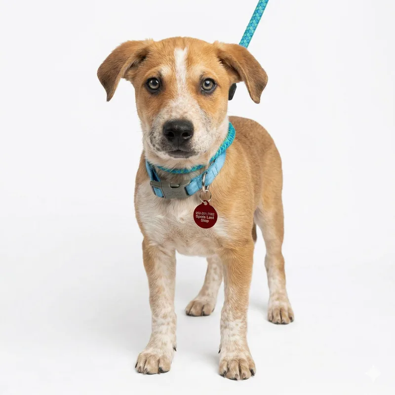 A baby medium-sized male Golden Mixed Breed dog named Dickens for adoption in Prior Lake, MN