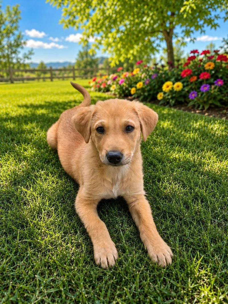 A young medium-sized female Labrador Retriever dog named Bluey for adoption in Midway, UT