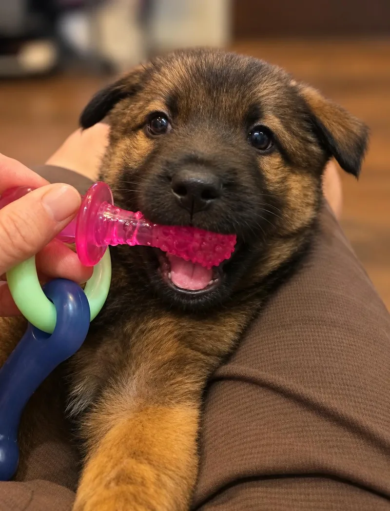 A baby medium-sized male Belgian Shepherd / Malinois dog named Oso for adoption in Lockhart, TX