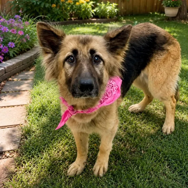 A young medium-sized female German Shepherd Dog dog named Bea Gs for adoption in Allen, TX