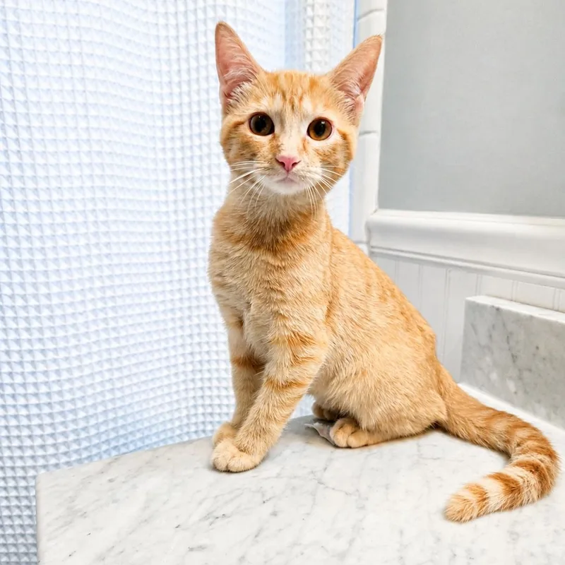 A baby small-sized female Tabby (Orange / Red) Domestic Short Hair cat named Cheeto for adoption in Sedalia, MO
