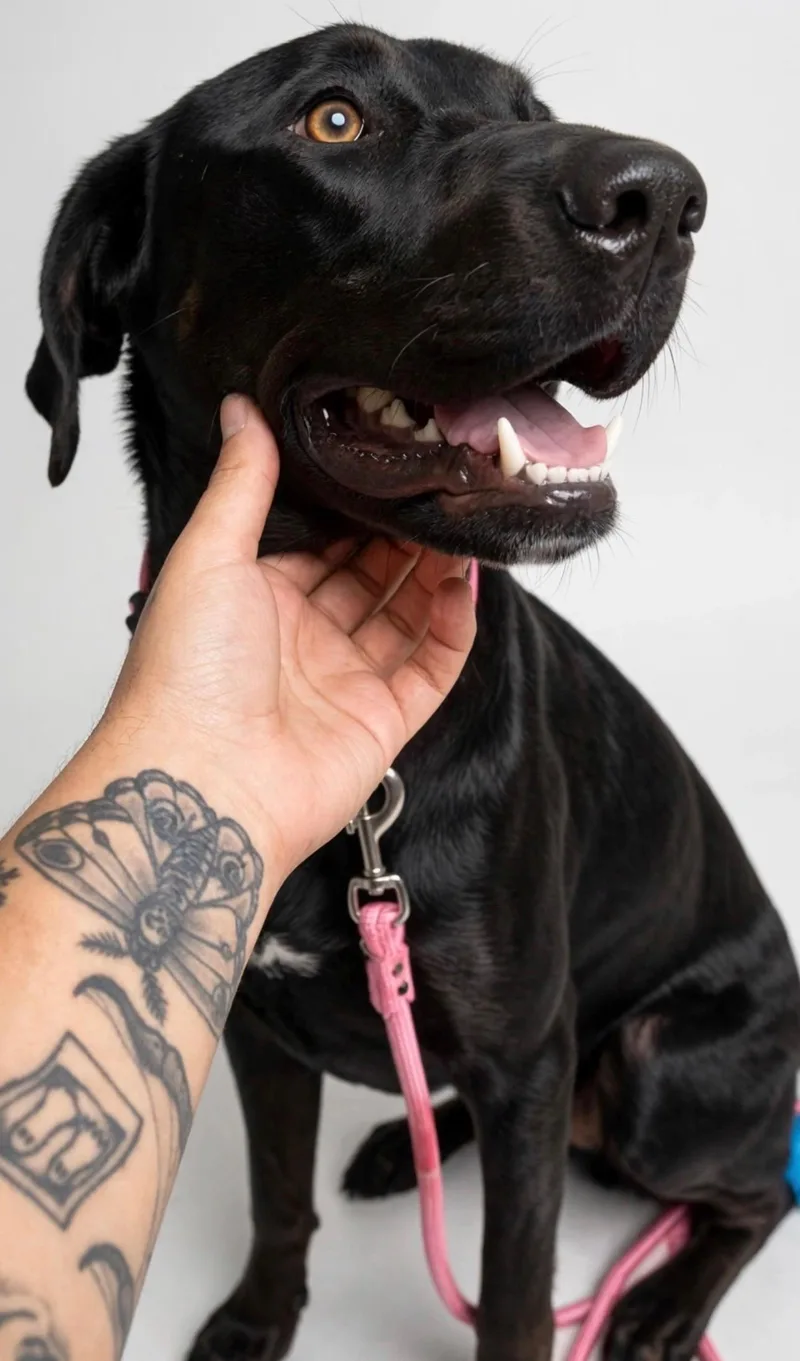A young medium-sized female Black Labrador Retriever dog named Petra for adoption in houston, TX